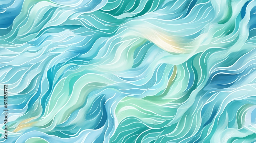Tranquil Watercolor Ocean Waves Pattern Tranquil Watercolor Ocean Waves Pattern