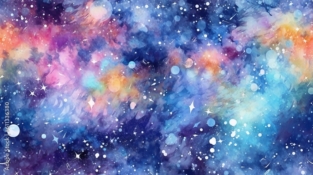Vibrant Watercolor Galaxy Pattern