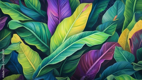 Wallpaper Mural Vibrant Tropical Leaves Nature Pattern Torontodigital.ca