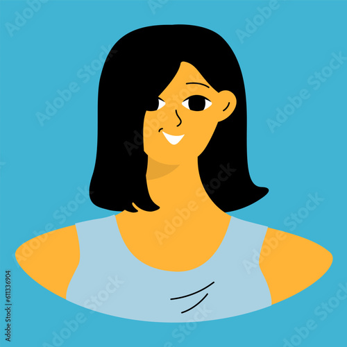Positive emotions concept. Cartoon cute girlish face