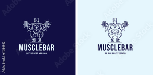 Gym workout exercise logo vector 