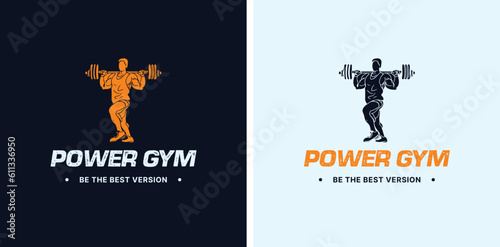 Gym workout exercise logo vector 