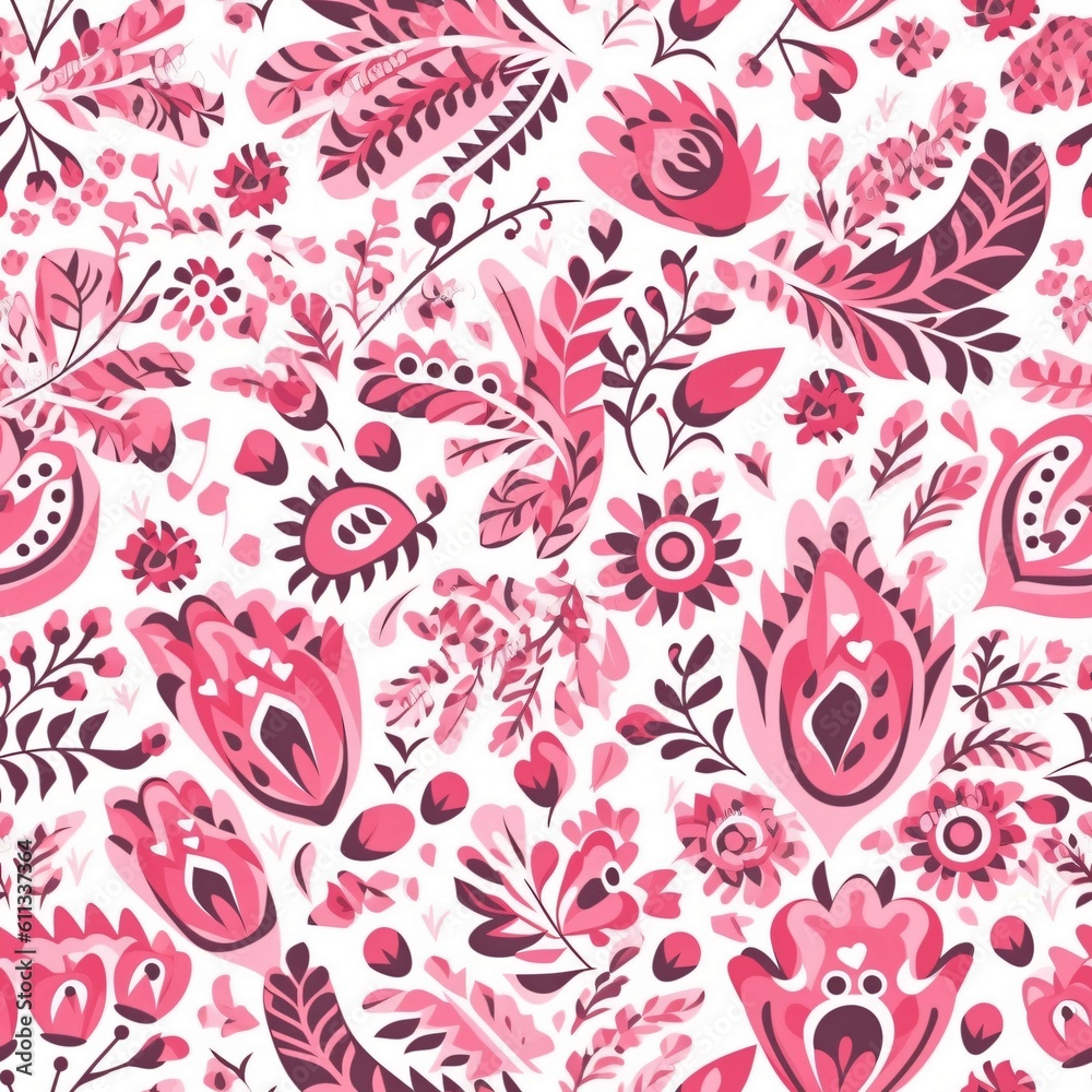 Seamless floral tile pattern background design wallpaper, ecology leaf flowers nature, Generative AI