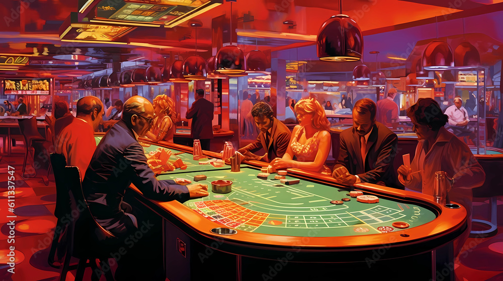 Illustration of entertainment and gambling in a luxury casino