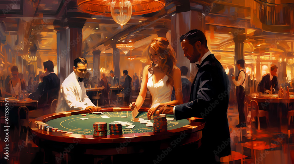 Illustration of entertainment and gambling in a luxury casino