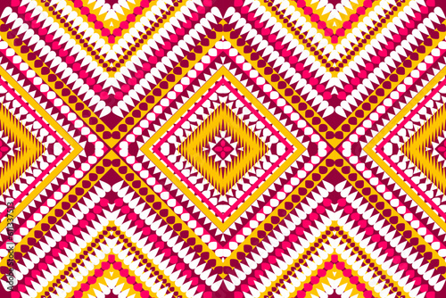 Seamless design pattern, traditional geometric pattern. brown yellow white pink vector illustration design, abstract fabric pattern, aztec style for textiles, wallpaper