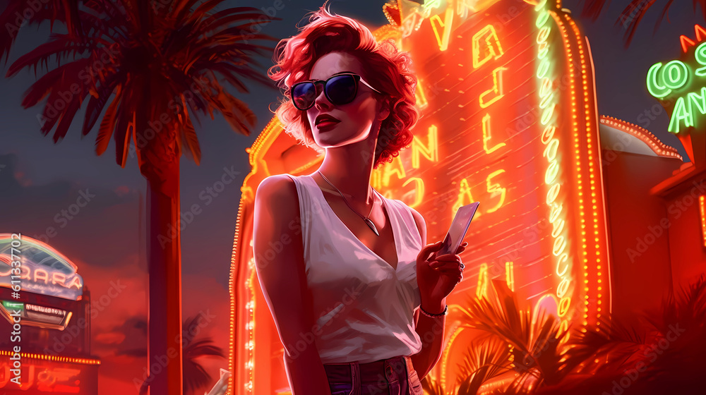 Illustration of entertainment and gambling in the casino city