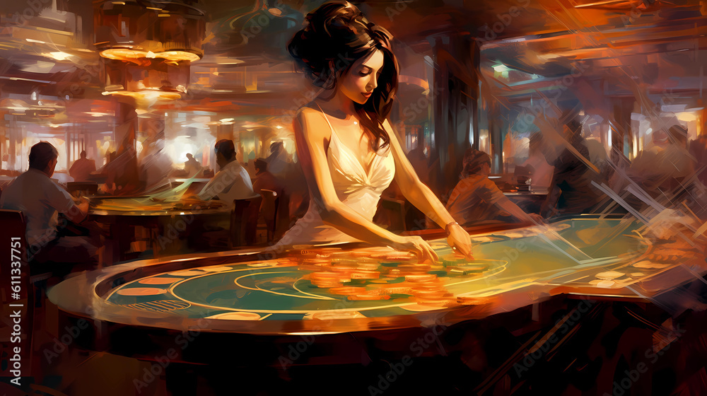 Illustration of entertainment and gambling in a luxury casino