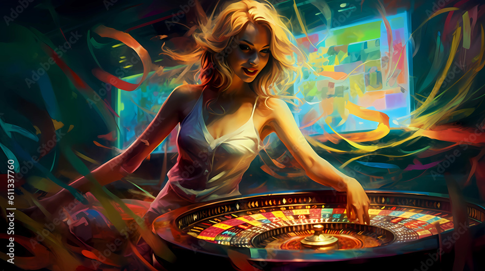 Illustration of entertainment and gambling in a luxury casino