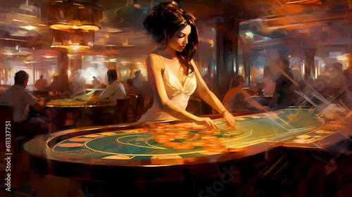 Obraz na płótnie Illustration of entertainment and gambling in a luxury casino w salonie