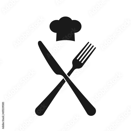 Menu flat icon with crossed knife and fork