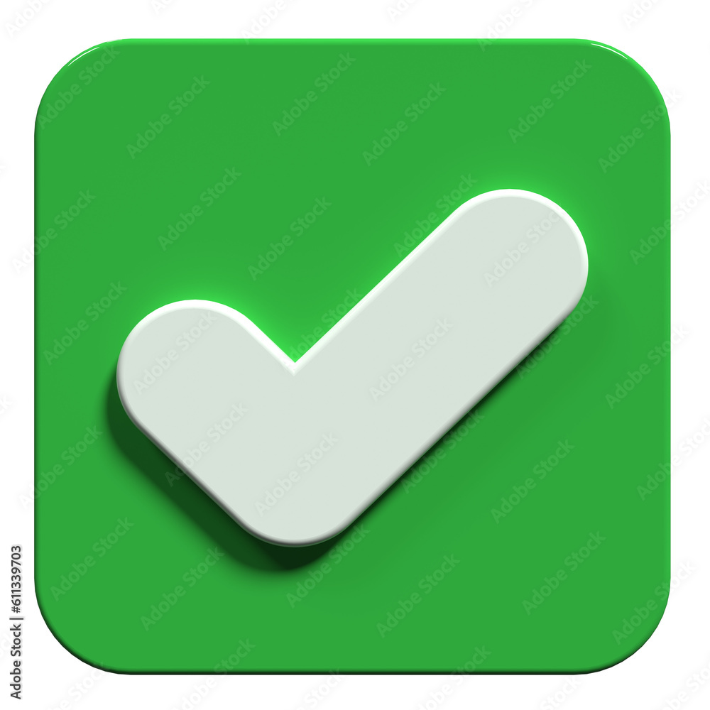 3d render of check mark. Like or correct symbol. 3d verification icon. 3d render illustration 3d render of check mark. Like or correct symbol. 3d verification icon. 3d render illustration