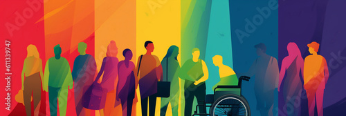 Colorful banner for disability inclusion and visibility, banner, generative AI photo
