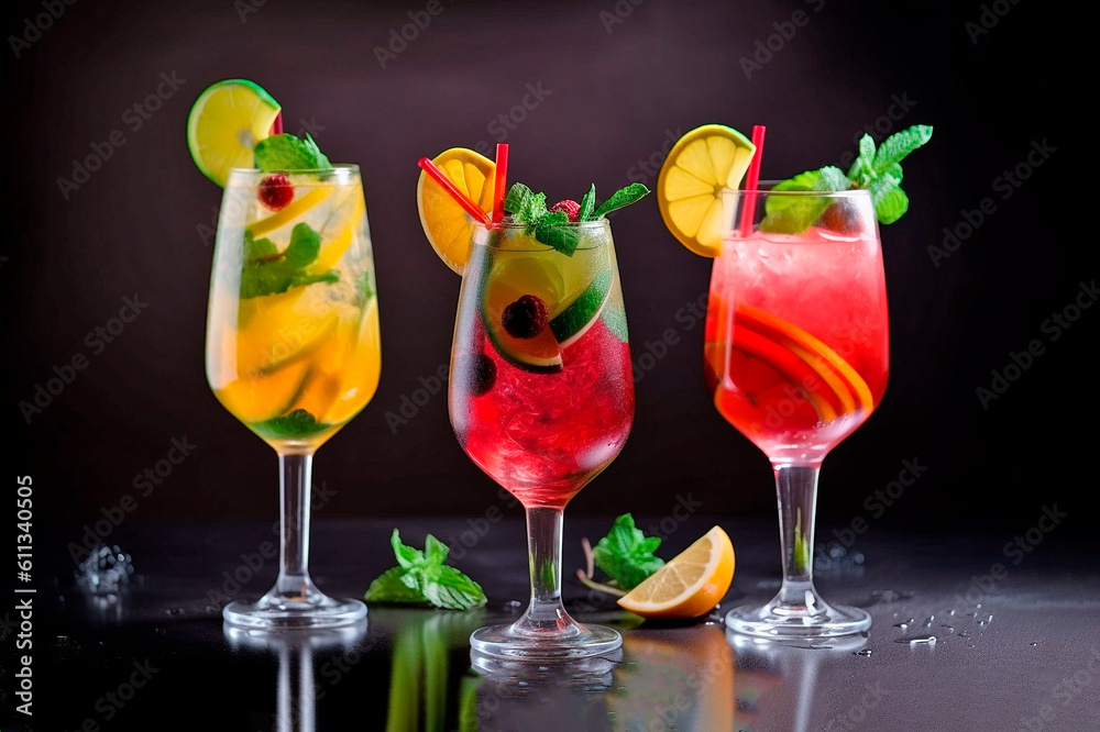 Fresh cocktail on dark background Fresh cocktail on dark background