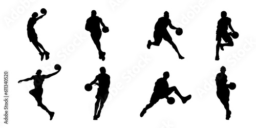 Basketball Player Silhouette Set