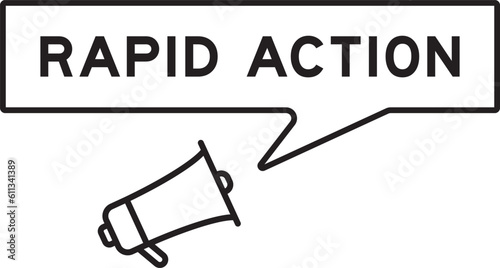 Megaphone icon with speech bubble in word rapid action on white background
