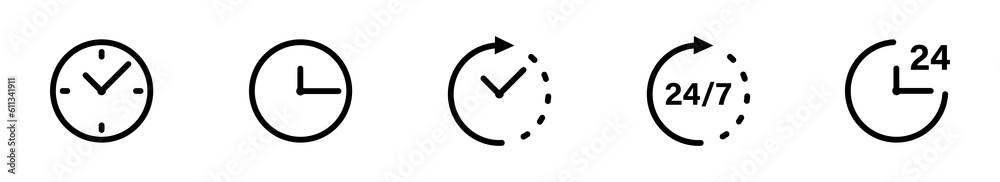 Time, clock icons. Watch, deadline icons collection. Time, clock hour sign Time, clock icons. Watch, deadline icons collection. Time, clock hour sign