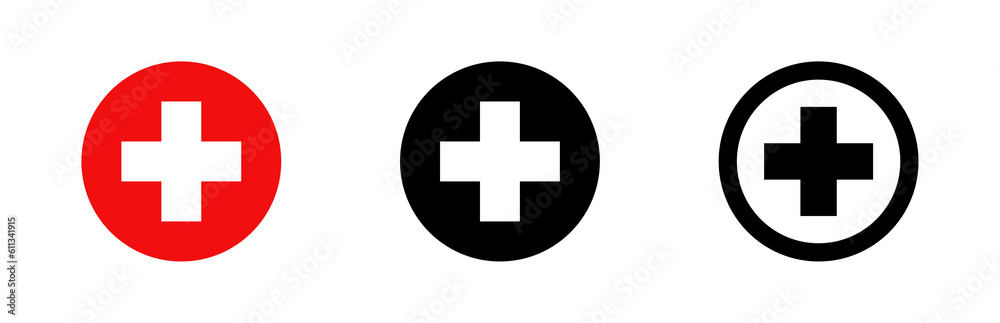 Red cross icon. Medicine, health icons. Red cross emergency medicine sign. First aid sign. Red cross icon. Medicine, health icons. Red cross emergency medicine sign. First aid sign.