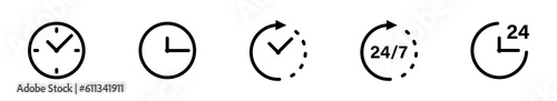 Time, clock icons. Watch, deadline icons collection. Time, clock hour sign