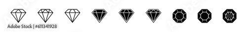 Diamond, gem icon. Diamond brilliant icons collection. Diamond gemstone sign 