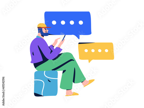 Communicate with consultants flat vector character concept operation hand drawn illustration 