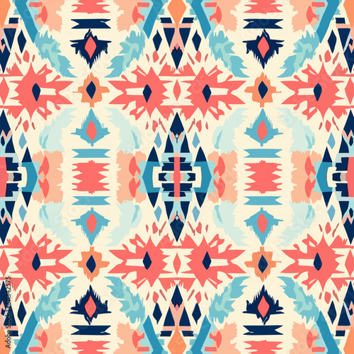 Ikat geometric folklore tribal ethnic ornament vector texture. Seamless striped Aztec style pattern.
