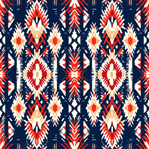 Ikat geometric folklore tribal ethnic ornament vector texture. Seamless striped Aztec style pattern.