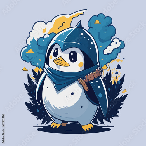 cute penguin design for t shirt design, banner, poster, sticker