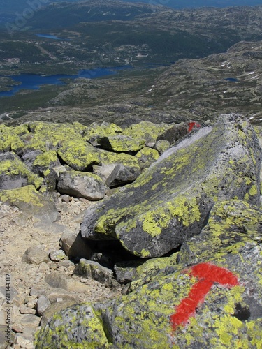 The hike up to Gaustatoppen is well marked with red T's painted on rocks. The views on your way to the top are fantastic.