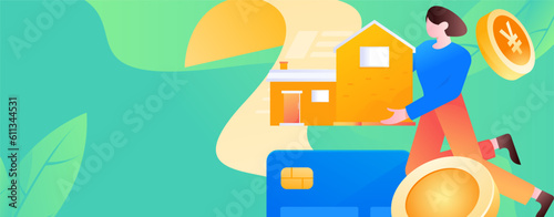Home loan flat vector concept operation illustration
