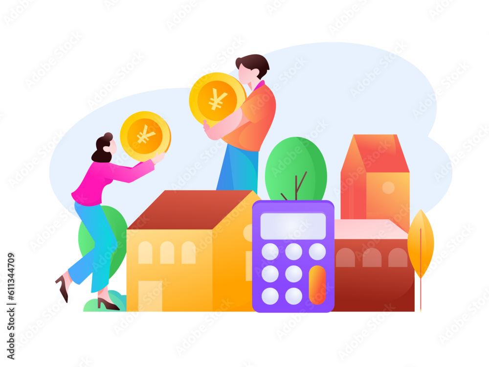 Home loan flat vector concept operation illustration
