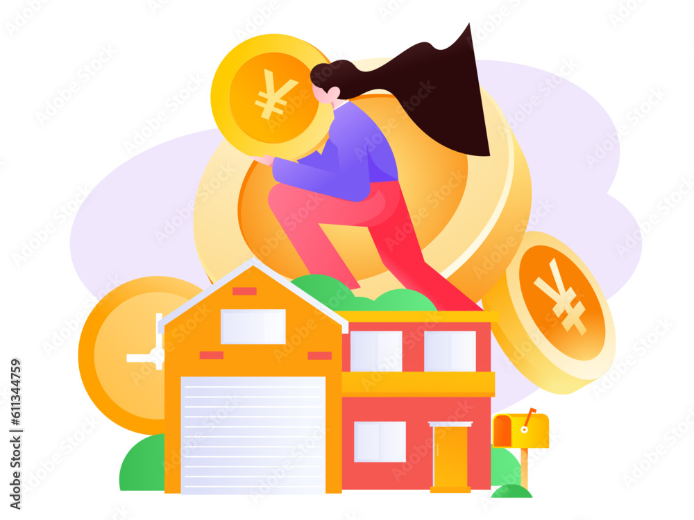 Naklejka premium Home loan flat vector concept operation illustration 