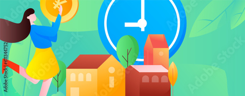 Home loan flat vector concept operation illustration
