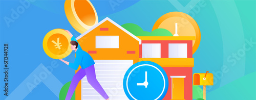 Home loan flat vector concept operation illustration
