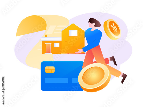 Home loan flat vector concept operation illustration
