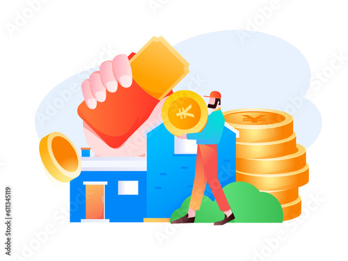 Home loan flat vector concept operation illustration
