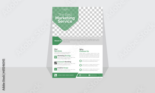 Modern Corporate and Creative Flyer Design Template Vertical Name Flyer Simple and Clean Green and Black Business Flyer Vector Illustration Colorful Gradient Flyer Design Brochure Design Banner White