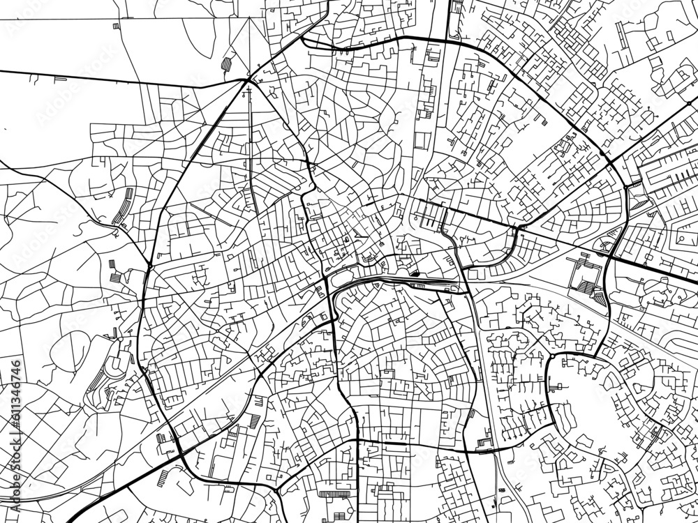 Vector road map of the city of  Apeldoorn Centrum in the Netherlands on a white background.