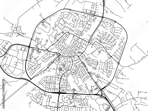 Vector road map of the city of  Sneek in the Netherlands on a white background.