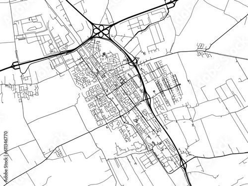 Vector road map of the city of  Heerenveen in the Netherlands on a white background.