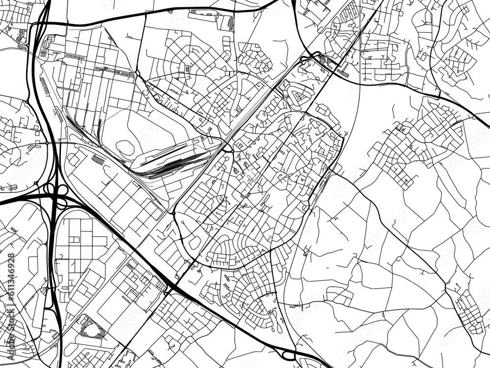 Vector road map of the city of  Geleen in the Netherlands on a white background.