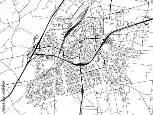 Vector road map of the city of  Roosendaal in the Netherlands on a white background.