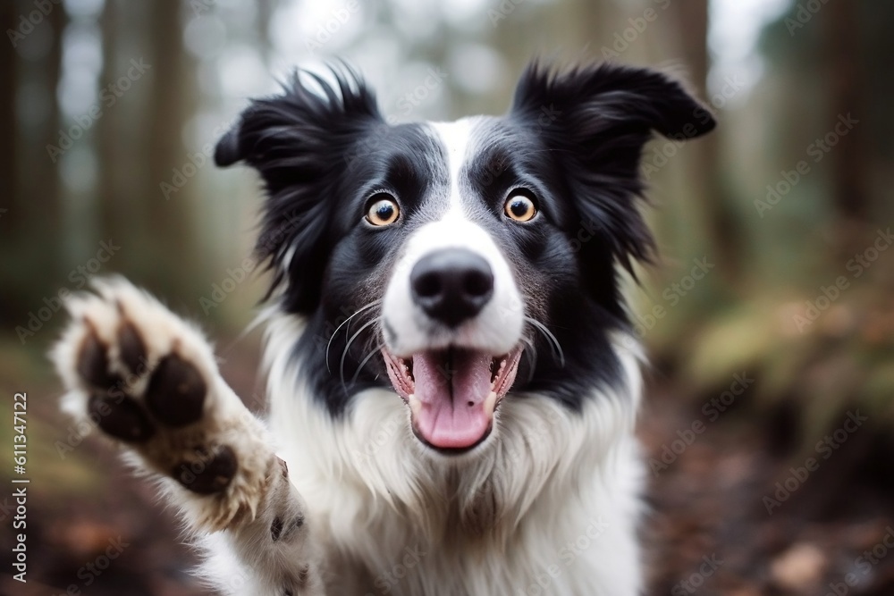 A Delightful Border Collie Pleading with Its Paws, Generated Ai