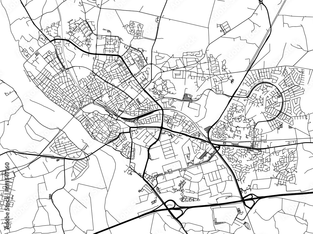 Vector road map of the city of  Deventer in the Netherlands on a white background.
