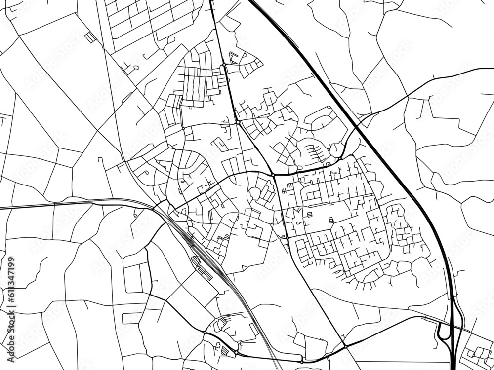 Vector road map of the city of  Boxtel in the Netherlands on a white background.