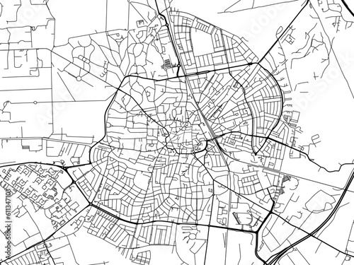 Vector road map of the city of Hilversum in the Netherlands on a white background.