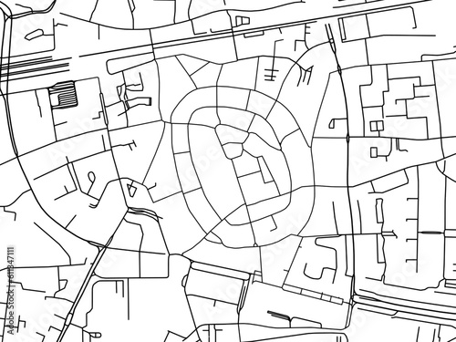 Vector road map of the city of  Enschede Centrum in the Netherlands on a white background.