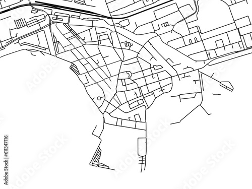 Vector road map of the city of  Hoorn Centrum in the Netherlands on a white background.