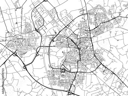 Vector road map of the city of  Almelo in the Netherlands on a white background.