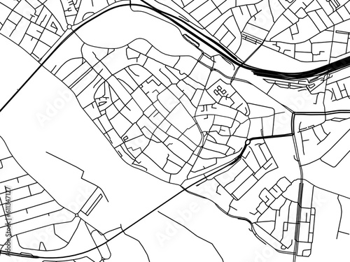 Vector road map of the city of  Deventer Centrum in the Netherlands on a white background.